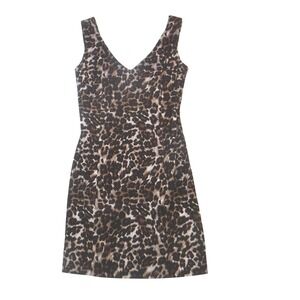 Necessary Objects Leopard Print V-Neck Sheath Mini Dress‎ Small NWT